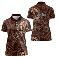 Personalised Polynesia Zodiac Capricorn Women Polo Shirt Galaxy Polynesian Pattern Chest Tattoo Style