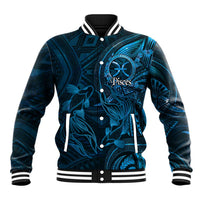 Personalised Polynesia Zodiac Pisces Baseball Jacket Galaxy Polynesian Pattern Chest Tattoo Style LT14 Unisex Blue - Polynesian Pride