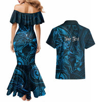 Personalised Polynesia Zodiac Pisces Couples Matching Mermaid Dress and Hawaiian Shirt Galaxy Polynesian Pattern Chest Tattoo Style LT14 - Polynesian Pride