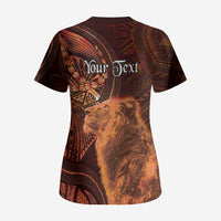 Personalised Polynesia Zodiac Leo Scrub Top Galaxy Polynesian Pattern Chest Tattoo Style LT14 - Polynesian Pride