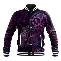 Personalised Polynesia Zodiac Virgo Baseball Jacket Galaxy Polynesian Pattern Chest Tattoo Style LT14 Unisex Purple - Polynesian Pride