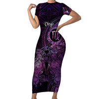 Personalised Polynesia Zodiac Virgo Short Sleeve Bodycon Dress Galaxy Polynesian Pattern Chest Tattoo Style