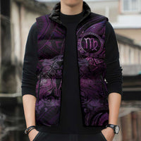 Personalised Polynesia Zodiac Virgo Sleeveless Puffer Jacket Galaxy Polynesian Pattern Chest Tattoo Style LT14 - Polynesian Pride