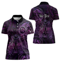 Personalised Polynesia Zodiac Virgo Women Polo Shirt Galaxy Polynesian Pattern Chest Tattoo Style