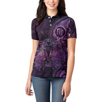 Personalised Polynesia Zodiac Virgo Women Polo Shirt Galaxy Polynesian Pattern Chest Tattoo Style