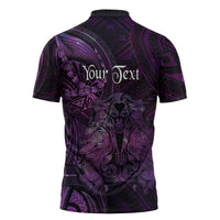 Personalised Polynesia Zodiac Virgo Zipper Polo Shirt Galaxy Polynesian Pattern Chest Tattoo Style