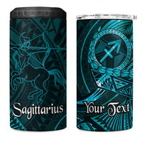 Personalised Polynesia Zodiac Sagittarius 4 in 1 Can Cooler Tumbler Galaxy Polynesian Pattern Chest Tattoo Style