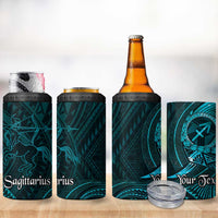 Personalised Polynesia Zodiac Sagittarius 4 in 1 Can Cooler Tumbler Galaxy Polynesian Pattern Chest Tattoo Style