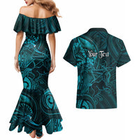 Personalised Polynesia Zodiac Sagittarius Couples Matching Mermaid Dress and Hawaiian Shirt Galaxy Polynesian Pattern Chest Tattoo Style LT14 - Polynesian Pride