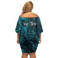 Personalised Polynesia Zodiac Sagittarius Off Shoulder Short Dress Galaxy Polynesian Pattern Chest Tattoo Style LT14 - Polynesian Pride