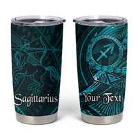 Personalised Polynesia Zodiac Sagittarius Tumbler Cup Galaxy Polynesian Pattern Chest Tattoo Style LT14 Cyan - Polynesian Pride