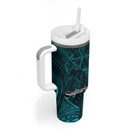 Personalised Polynesia Zodiac Sagittarius Tumbler With Handle Galaxy Polynesian Pattern Chest Tattoo Style