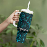 Personalised Polynesia Zodiac Sagittarius Tumbler With Handle Galaxy Polynesian Pattern Chest Tattoo Style
