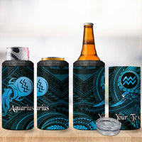 Personalised Polynesia Zodiac Aquarius 4 in 1 Can Cooler Tumbler Galaxy Polynesian Pattern Chest Tattoo Style