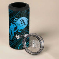 Personalised Polynesia Zodiac Aquarius 4 in 1 Can Cooler Tumbler Galaxy Polynesian Pattern Chest Tattoo Style