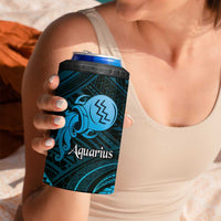 Personalised Polynesia Zodiac Aquarius 4 in 1 Can Cooler Tumbler Galaxy Polynesian Pattern Chest Tattoo Style