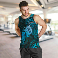 Personalised Polynesia Zodiac Aquarius Men Tank Top Galaxy Polynesian Pattern Chest Tattoo Style LT14 Blue - Polynesian Pride