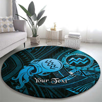 Personalised Polynesia Zodiac Aquarius Round Carpet Galaxy Polynesian Pattern Chest Tattoo Style LT14 - Polynesian Pride