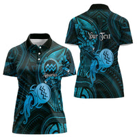 Personalised Polynesia Zodiac Aquarius Women Polo Shirt Galaxy Polynesian Pattern Chest Tattoo Style