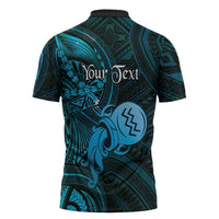 Personalised Polynesia Zodiac Aquarius Zipper Polo Shirt Galaxy Polynesian Pattern Chest Tattoo Style