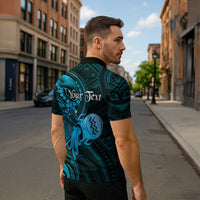 Personalised Polynesia Zodiac Aquarius Zipper Polo Shirt Galaxy Polynesian Pattern Chest Tattoo Style