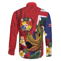 Hawaii And Tonga Family Matching Mermaid Dress and Hawaiian Shirt Shark Tattoo With Tongan Coat Of Arms
