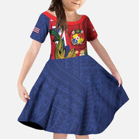 Hawaii And Tonga Family Matching Short Sleeve Bodycon Dress and Hawaiian Shirt Shark Tattoo With Tongan Coat Of Arms