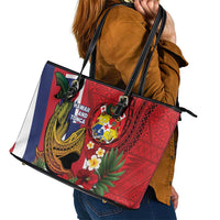 Hawaii And Tonga Leather Tote Bag Shark Tattoo With Tongan Coat Of Arms