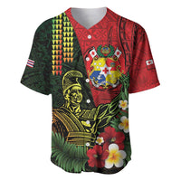 Hawaii And Tonga Baseball Jersey King Kamehameha Tribal Ngatu Pattern