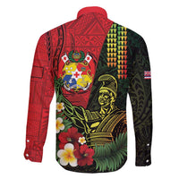 Hawaii And Tonga Family Matching Off Shoulder Maxi Dress and Hawaiian Shirt King Kamehameha Tribal Ngatu Pattern LT14 - Polynesian Pride