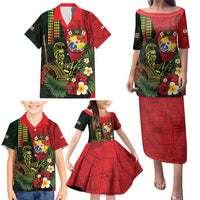 Hawaii And Tonga Family Matching Puletasi and Hawaiian Shirt King Kamehameha Tribal Ngatu Pattern