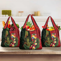Hawaii And Tonga Grocery Bag King Kamehameha Tribal Ngatu Pattern