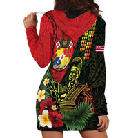 Hawaii And Tonga Hoodie Dress King Kamehameha Tribal Ngatu Pattern