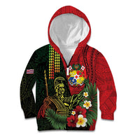 Hawaii And Tonga Kid Hoodie King Kamehameha Tribal Ngatu Pattern