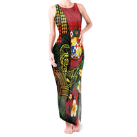 Hawaii And Tonga Tank Maxi Dress King Kamehameha Tribal Ngatu Pattern