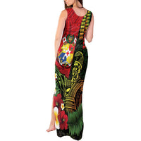 Hawaii And Tonga Tank Maxi Dress King Kamehameha Tribal Ngatu Pattern