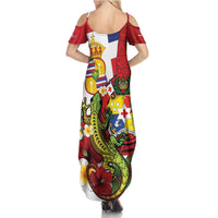 Hawaii And Tonga Family Matching Summer Maxi Dress and Hawaiian Shirt King Kalakaua Tribal Gecko Tongan Ngatu