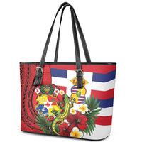 Hawaii And Tonga Leather Tote Bag King Kalakaua Tribal Gecko Tongan Ngatu