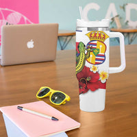 Hawaii And Tonga Tumbler With Handle King Kalakaua Tribal Gecko Tongan Ngatu