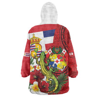 Hawaii And Tonga Wearable Blanket Hoodie King Kalakaua Tribal Gecko Tongan Ngatu