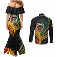 Personalised Vanuatu Independence Day Couples Matching Mermaid Dress and Long Sleeve Button Shirt July 30 Pig Tusk Long God Yumi Stanap