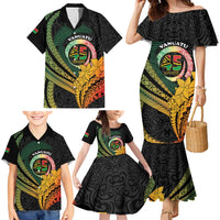 Personalised Vanuatu Independence Day Family Matching Mermaid Dress and Hawaiian Shirt July 30 Pig Tusk Long God Yumi Stanap