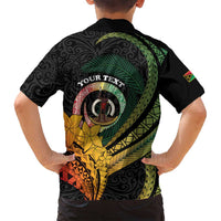Personalised Vanuatu Independence Day Family Matching Off Shoulder Maxi Dress and Hawaiian Shirt July 30 Pig Tusk Long God Yumi Stanap LT14 - Polynesian Pride