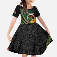 Personalised Vanuatu Independence Day Family Matching Summer Maxi Dress and Hawaiian Shirt July 30 Pig Tusk Long God Yumi Stanap LT14 Daughter's Dress Black - Polynesian Pride