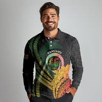 Personalised Vanuatu Independence Day Long Sleeve Polo Shirt July 30 Pig Tusk Long God Yumi Stanap LT14 - Polynesian Pride