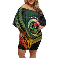 Personalised Vanuatu Independence Day Off Shoulder Short Dress July 30 Pig Tusk Long God Yumi Stanap