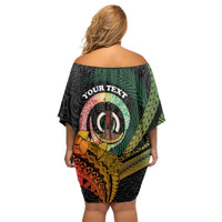Personalised Vanuatu Independence Day Off Shoulder Short Dress July 30 Pig Tusk Long God Yumi Stanap