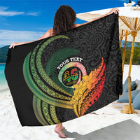 Personalised Vanuatu Independence Day Sarong July 30 Pig Tusk Long God Yumi Stanap LT14 One Size 44 x 66 inches Black - Polynesian Pride