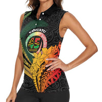 Personalised Vanuatu Independence Day Women Sleeveless Polo Shirt July 30 Pig Tusk Long God Yumi Stanap