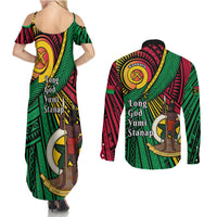 Halo Vanuatu Couples Matching Summer Maxi Dress and Long Sleeve Button Shirt Happy 46th Independence Anniversary LT14 - Polynesian Pride
